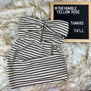 Toska Striped Tube Top with Zip Front Bodycon Style Small